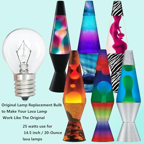 PaeorRorL Lava Lamp Bulbs 25 Watt S11 E17 Base The Original Replacement Light Bulbs for 14.5" Lava Lamps and Glitter Lamps,120 Volt Motion Lava Lamp Light Bulb,Dimmable,2700K Warm White,6 Pack - Image 4