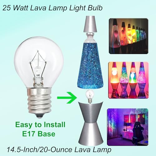 PaeorRorL Lava Lamp Bulbs 25 Watt S11 E17 Base The Original Replacement Light Bulbs for 14.5" Lava Lamps and Glitter Lamps,120 Volt Motion Lava Lamp Light Bulb,Dimmable,2700K Warm White,6 Pack - Image 3