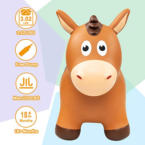 EVERICH TOY Inflatable Bouncy Animals Hopper and Horse for Toddlers Bouncy Animals for Toddlers Ride on Jumping Bounce Toys Birthday Gift for 18 Months 2 3 4 5 Year Old - Image 5