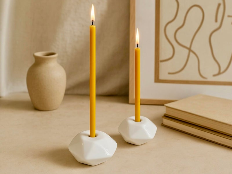 Votprof Set of 2 Small White Ceramic Candleholders for Votprof Slim Taper Candles, Durable, Modern Design - Image 4
