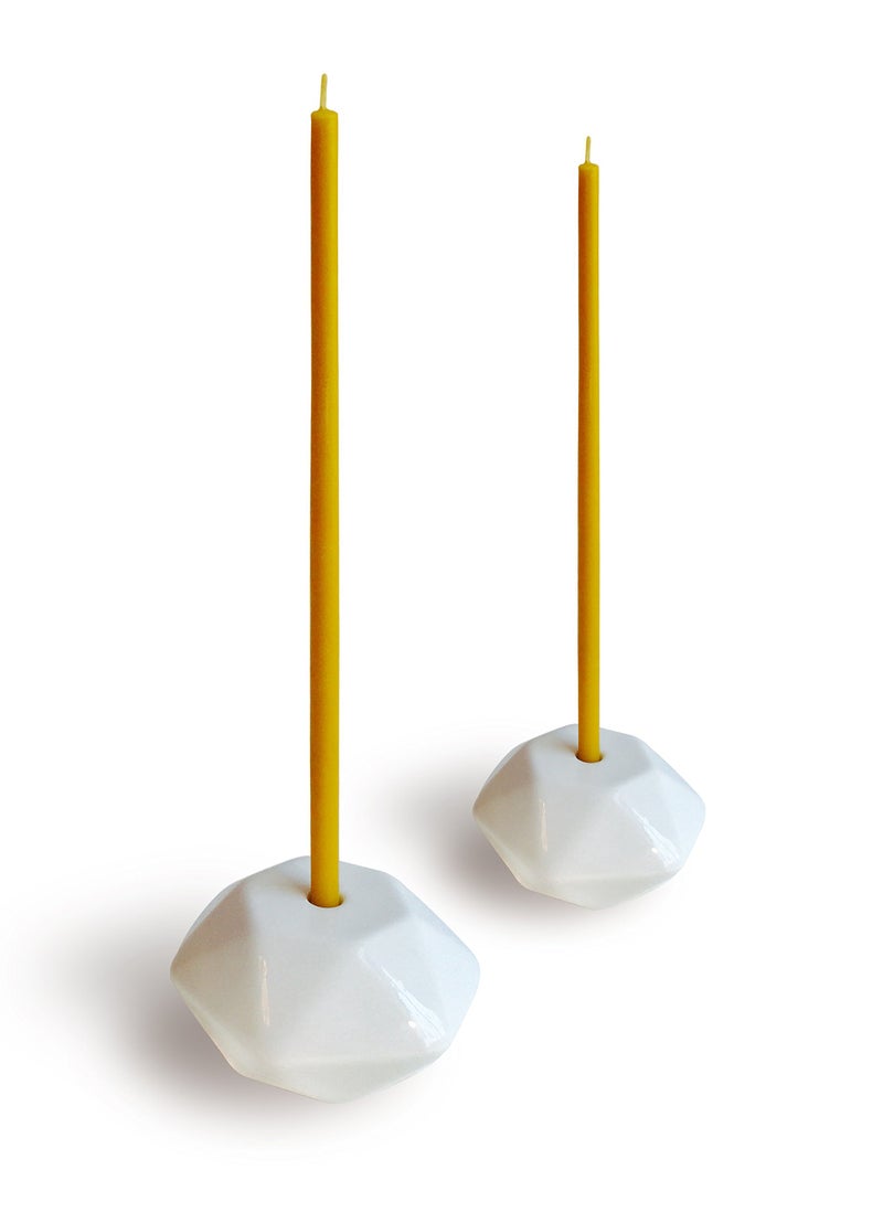 Votprof Set of 2 Small White Ceramic Candleholders for Votprof Slim Taper Candles, Durable, Modern Design - Image 5