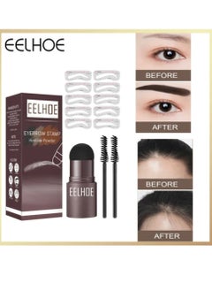 EELHOE One Step Eyebrow Stamp Shaping Kit Professional Eyebrow Powder Stamp Makeup with 10 Reusable Eyebrow Stencils 2 Eyebrow Pen Brushes Long-Lasting Buildable Eyebrow Makeup  - Image 2