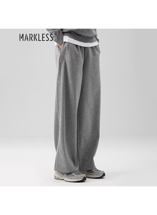 Markless Men's Casual Pants Autumn Winter Versatile Loose Comfortable Wide-leg Straight Trousers 4873 Gray M - Image 1