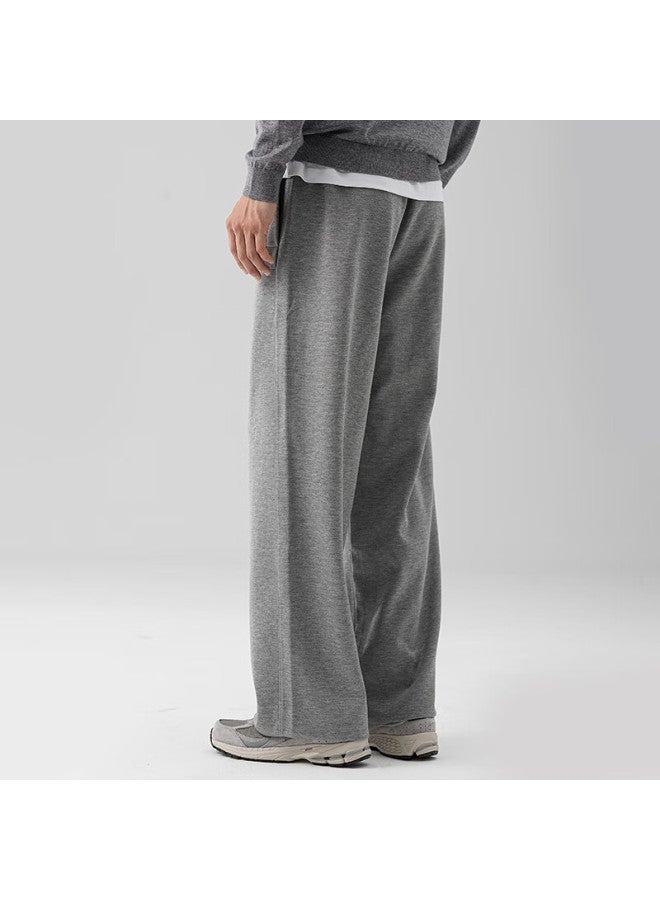 Markless Men's Casual Pants Autumn Winter Versatile Loose Comfortable Wide-leg Straight Trousers 4873 Gray M - Image 3