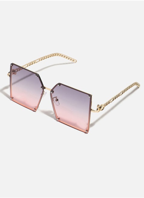 Gold Rectangular Sunglass