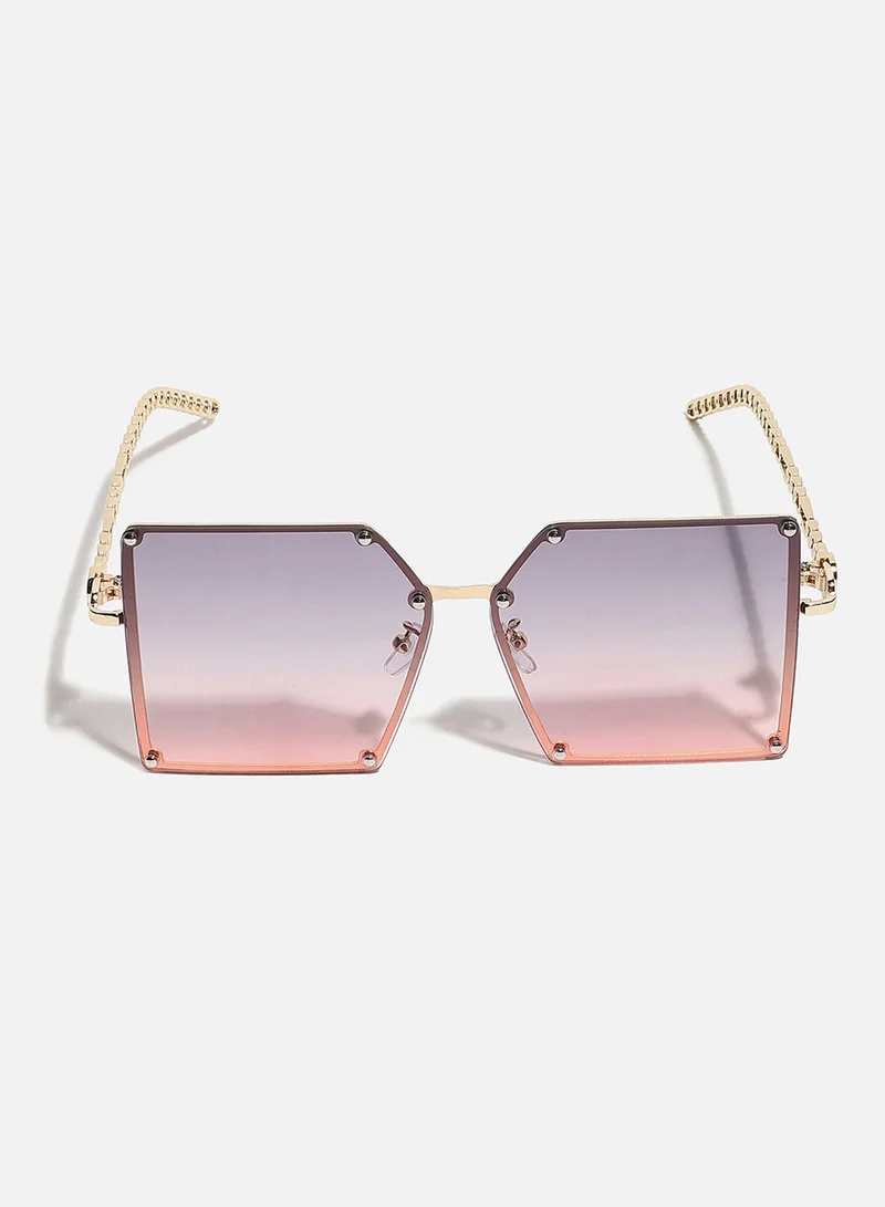 Haute Sauce Gold Rectangular Sunglass