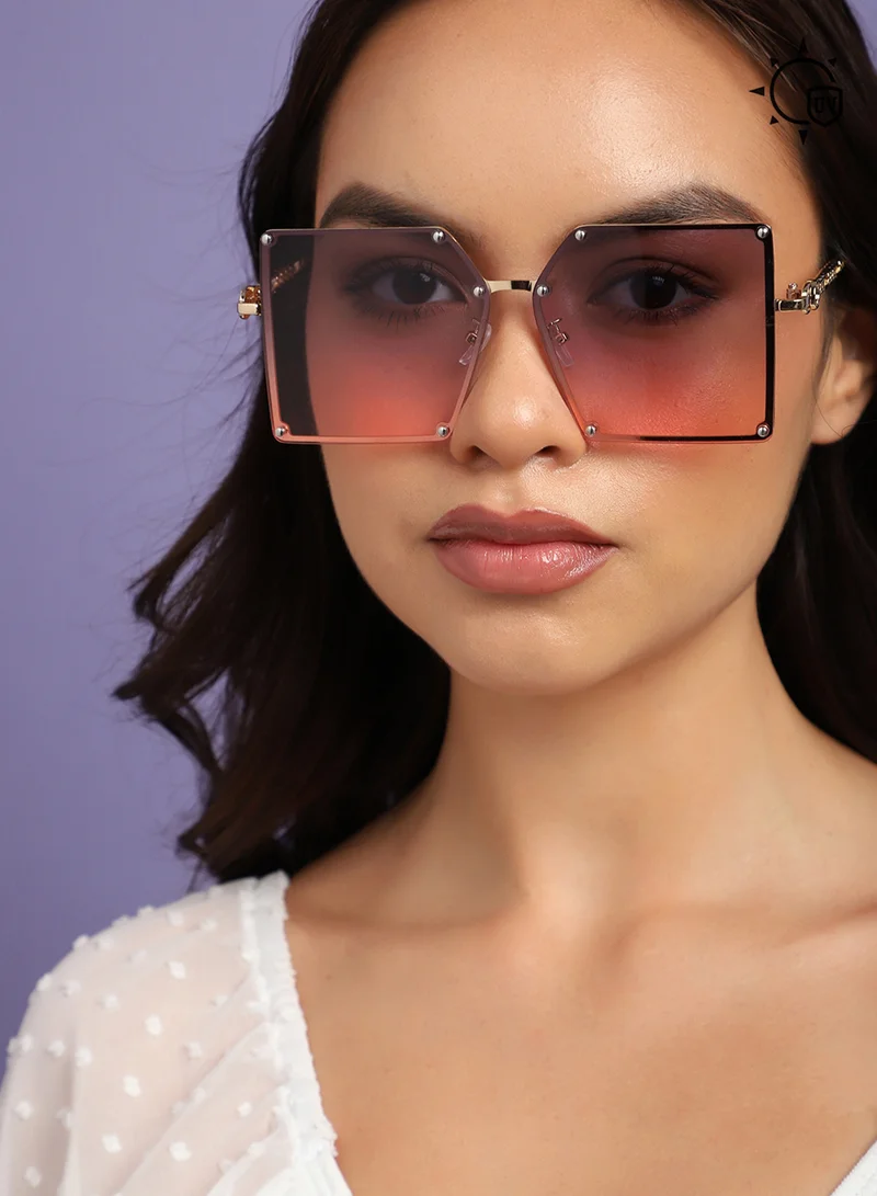 Haute Sauce Gold Rectangular Sunglass