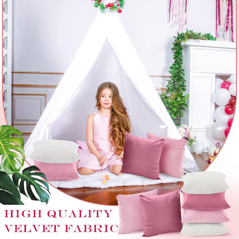 Berlune 6 Pcs Velvet Throw Pillow Covers 18" x 18" Decorative Cushion Cases Soft Pillowcase for Picnic Coquette Party Accessories Couch Sofa Bed Decor, No Inserts (Pink Series) - Image 5