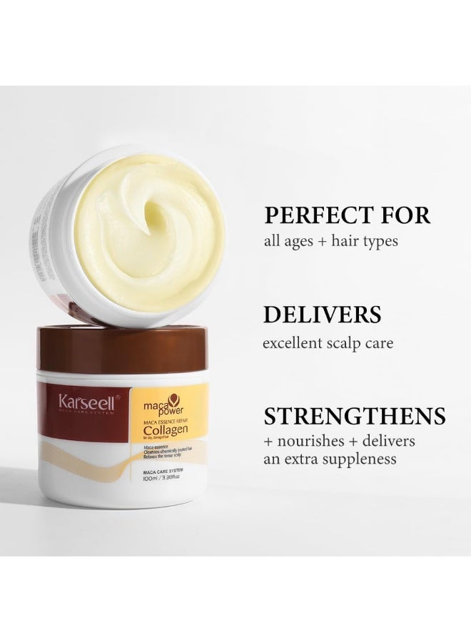 Karseell 3.38floz 100ml Collagen Hair Treatment Deep Repair Conditioning Argan Oil Collagen Hair Mask Essence for Dry Damaged Hair All Hair Types - Image 2
