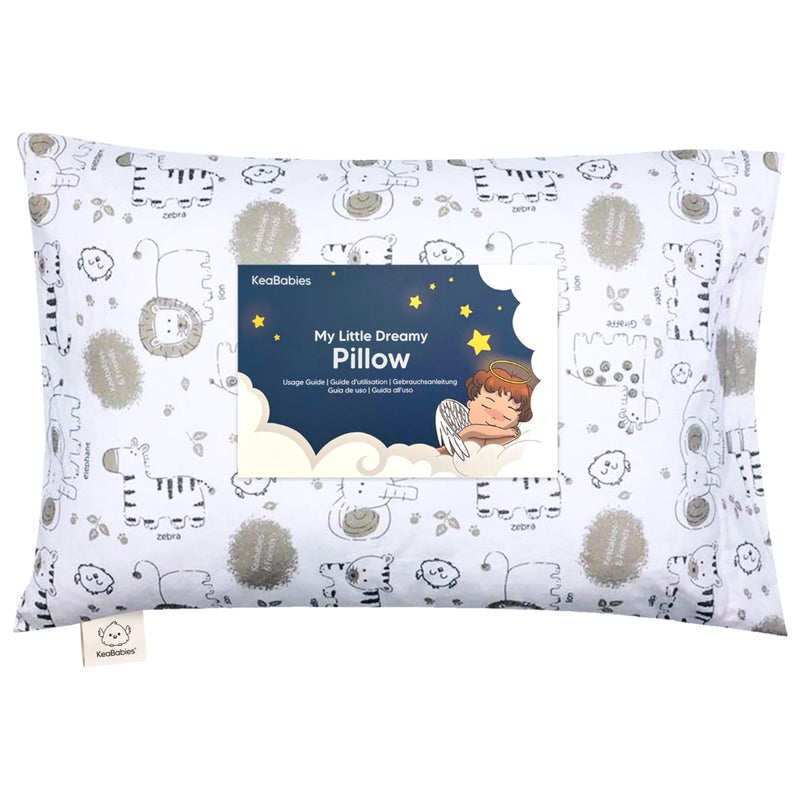KeaBabies Toddler Pillow with Pillowcase - 13x18 My Little Dreamy Kids Travel Bed Pillows for Sleeping, Organic Cotton Small Pillowcase, Soft & Breathable, Machine Washable, Toddlers 2-5 Years Old (KeaSafari)  - Image 1
