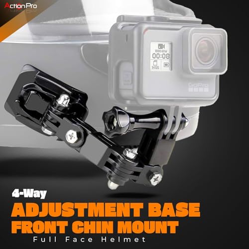 Action Pro 4-Way Adjustable Base Front Chin Mount for Full Face Helmet Compatible with GoPro Hero 13/12/11/10/9/8/7/6/5/4/3+/3, DJI Osmo Action, Insta360, SJCAM & YI Action Cameras - Image 2