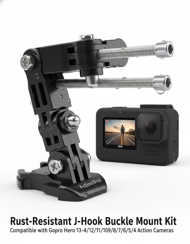 Action Pro 4-Way Adjustable Base Front Chin Mount for Full Face Helmet Compatible with GoPro Hero 13/12/11/10/9/8/7/6/5/4/3+/3, DJI Osmo Action, Insta360, SJCAM & YI Action Cameras - Image 5