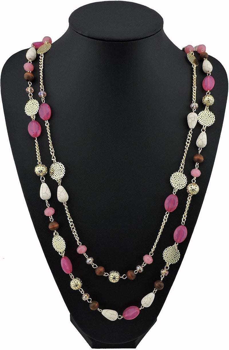 Bocar Long Necklaces for Women Trendy, Boho Layered Crystal Beaded Collar Necklaces for Women, Fashion Statement Necklaces Jewelry - Image 4