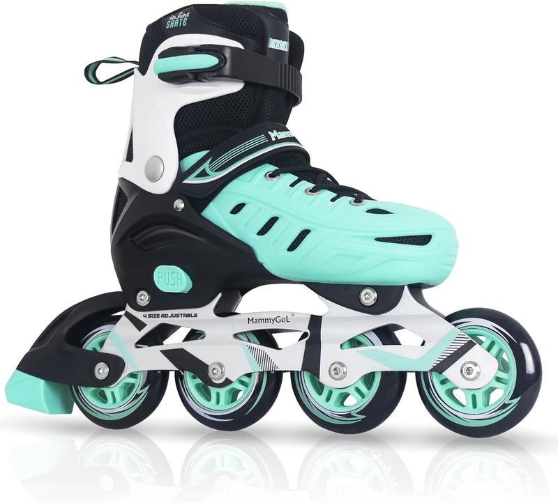MammyGol Adjustable Inline Skates for Adults and Kids - Teal - Image 1