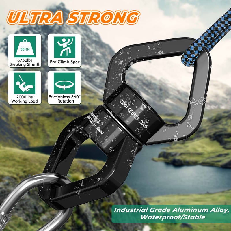 Trobing Swing Swivel, 30KN Rotational Safety Device, 360° Rotator with Hanging Accessory for Aerial Yoga, Hanging Hammock, Web Tree Swing, Swing Spinner and Rock Climbing, Indoor and Outdoor - Image 4