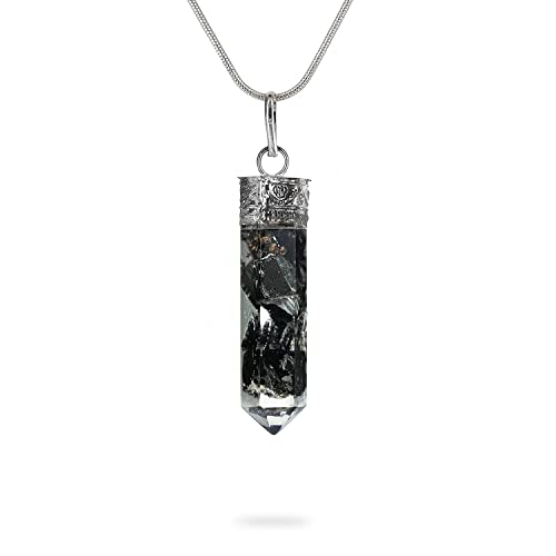 Ayana Wellness AYANA Piezo Black Tourmaline Necklace for Women - Hex Pencil Pendant with Bionized Black Tourmaline Crystals, Cho Ku Rei Reiki Charged Orgonite Chakra Protection Necklaces - Image 1