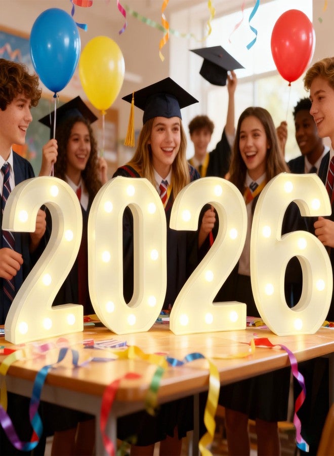 Pooqla Light Up Numbers 2026, Giant Marquee Numbers for New Year Decorations, 2026 Graduation Decorations for High School Seniors College Class of 2026 Party Classroom Decoration, Warm White - Image 1