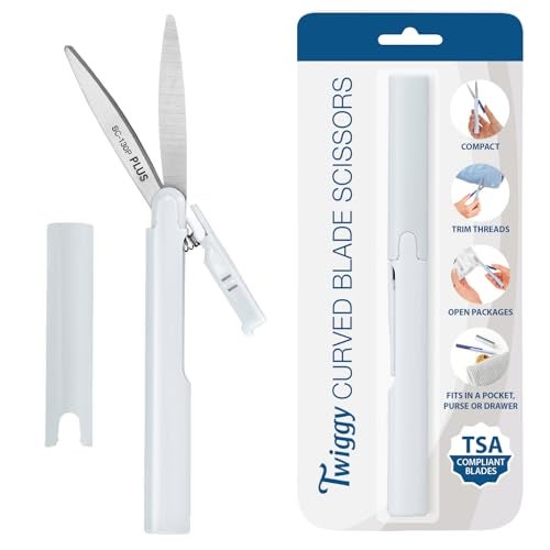 Plus Pen Style Compact Twiggy Scissors with Cover, White - Image 1