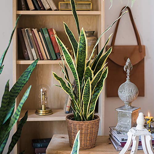 Bird Fiy Artificial Snake Plants 30" Faux Agave Fake Sansevieria Artificial Silk Plant for Home Garden Office Store Decoration 4 Pcs (Yellow) - Image 4