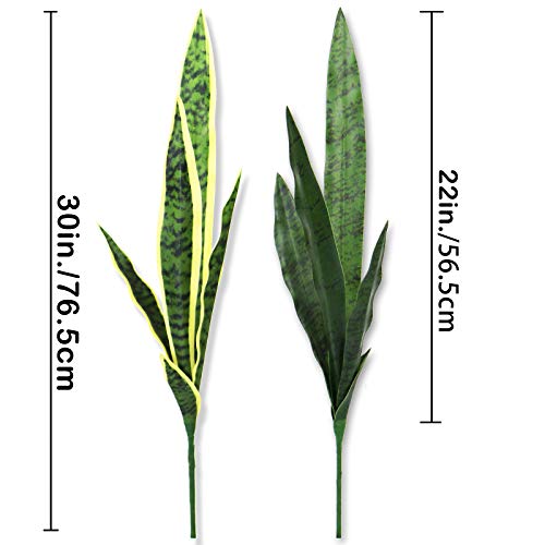 Bird Fiy Artificial Snake Plants 30" Faux Agave Fake Sansevieria Artificial Silk Plant for Home Garden Office Store Decoration 4 Pcs (Yellow) - Image 2