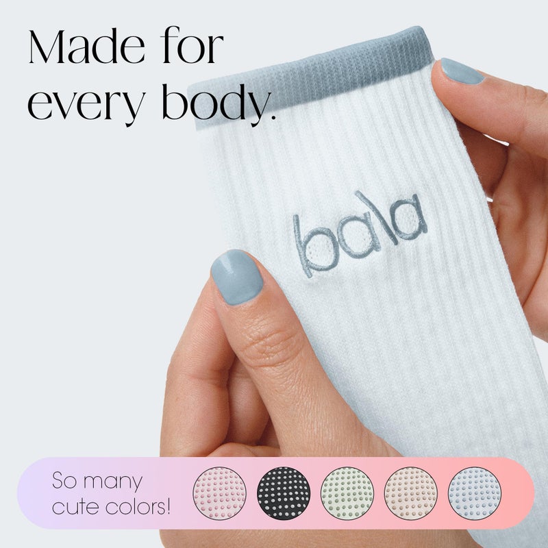 Bala High Sock with Grips, Medium - Classic Crew Slip-Free High Socks Designed for Yoga, Pilates, Barre & Home Workouts - Lightweight, Non-Slip Silicone Dotted Soles â€“ Sea - Image 5