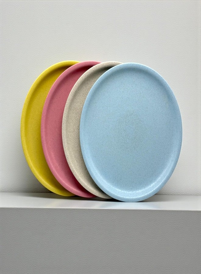 Mahaware Ecohome 10 Inch Dinner Plates Set of 4 | Rice Husk & Bamboo Fibre Plates | Unbreakable, Durable, Microwave & Oven Safe | Multicolour Dinner Plates for Kitchen & Dining - Image 1