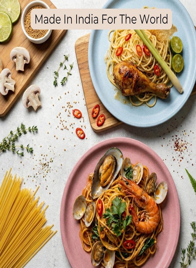 Mahaware Ecohome 10 Inch Dinner Plates Set of 4 | Rice Husk & Bamboo Fibre Plates | Unbreakable, Durable, Microwave & Oven Safe | Multicolour Dinner Plates for Kitchen & Dining - Image 5