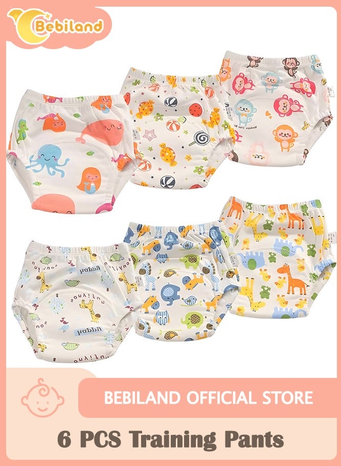 Bebiland 6 Pack Reusable Absorbent Training Underwear,Potty Training Pants for Toddlers,Multi-Layer Breathable Cotton Unisex Underpants (15-19kg, 0-4 Years) - Image 1