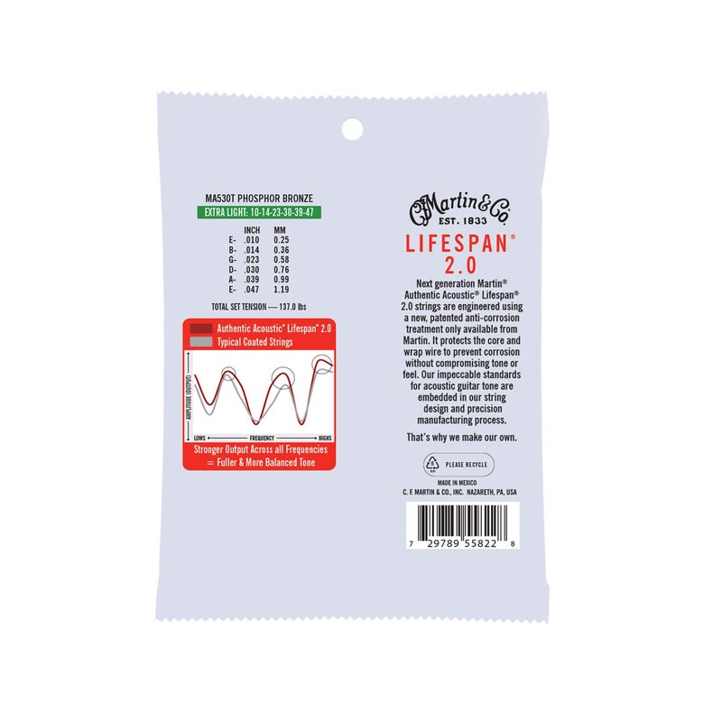 Martin Authentic Acoustic Guitar Strings - Lifespan 2.0 Treated - Image 2