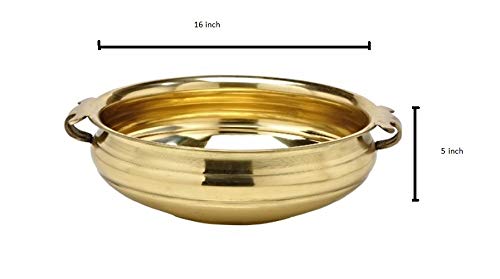 BUYERWELL Plain Brass Decorative Urli/Uruli Bowl 16 Inch Handcrafted Bowl for Floating Flowers Big Size Home Office Wedding Decor Vastu Puja Gift 500 ml - Image 3