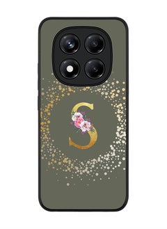 Stylizedd For Xiaomi Redmi Note 14 Pro 5G / X7 5G Case,Slim fit Camera Protection, Shockproof Thin Phone cover  - Custom Monogram Floral - S  (Olive Green )  - Image 1