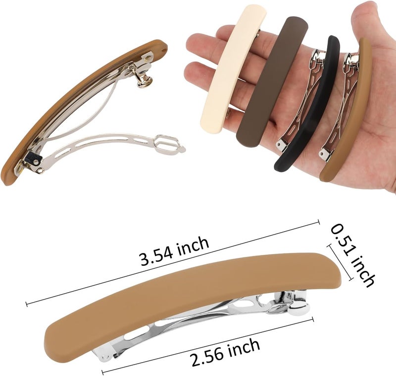 Atoden Long use oriented quality Hair Clips 4Pcs Neutral Flat Matte French Barrettes for Thin Fine Hair - Hair Pins and Accessories for Women Girls in Beige, Khaki, Brown, Black for Short to Medium Hair Cost saving user oriented build - Image 5