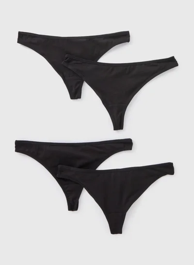 Matalan 4 Pack Black Thongs