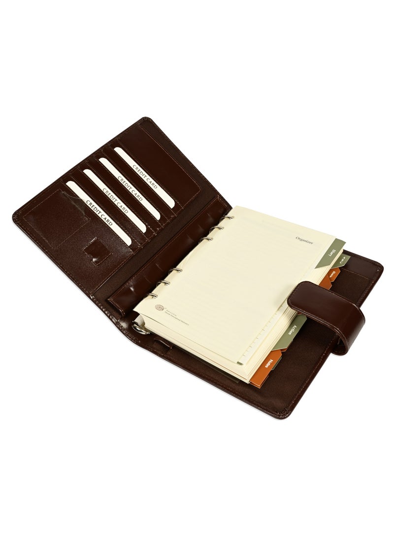 FIS® Leather Organizer "PLANUS", and Activity Journal, Size : (11x17cm), Color : Brown_FSORLO6BR - Image 1