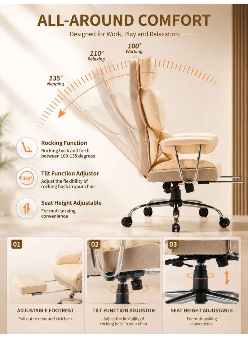 Upseller Premium High-Back Ergonomic Gaming Chair with Adjustable Height, Reclining Backrest, Footrest, Lumbar and Head Support, Plush PU Leather Comfort, 360° Swivel, 180kg Weight Capacity - Image 5