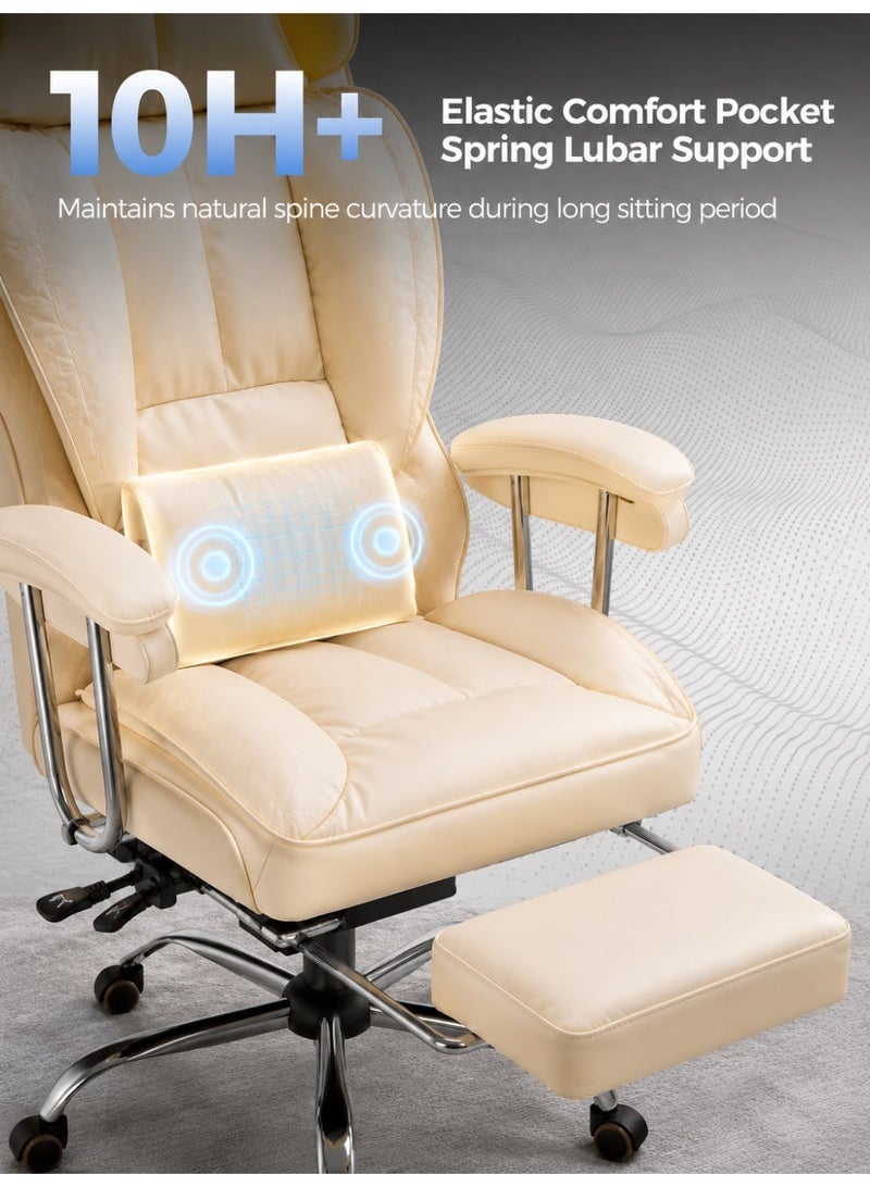 Upseller Premium High-Back Ergonomic Gaming Chair with Adjustable Height, Reclining Backrest, Footrest, Lumbar and Head Support, Plush PU Leather Comfort, 360° Swivel, 180kg Weight Capacity - Image 3