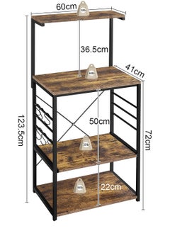 Chulovs Kitchen Bakers Rack, Coffee Bar Table 4 Tiers, Kitchen Microwave Stand with 6 S-shaped Hooks, Kitchen Storage Shelf Rack for Spices, Pots and Pans, no wheels  - Image 2