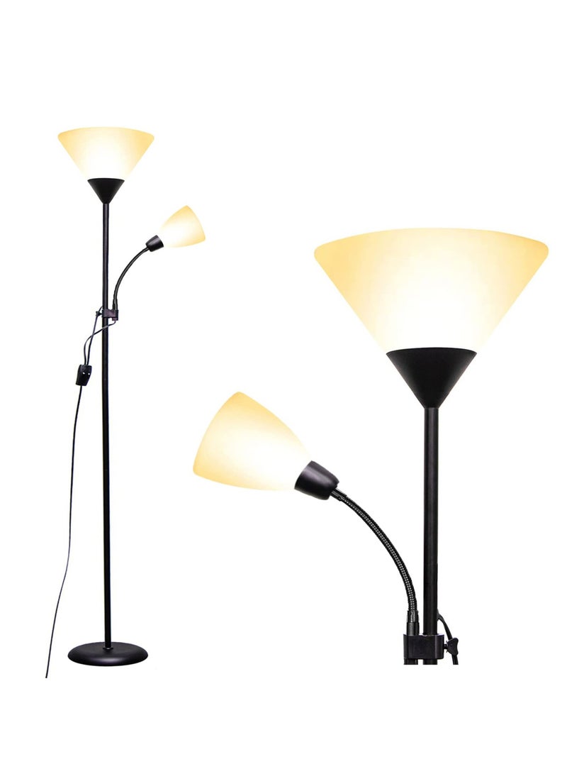 Bukela Floor Lamp with Reading Lamp, Standing Lamp Floor Height Adjustable, 6W 4W LED Bulb Included, Standing Lamp for Bedroom, Living Room, Office Black 170 cm - Image 2