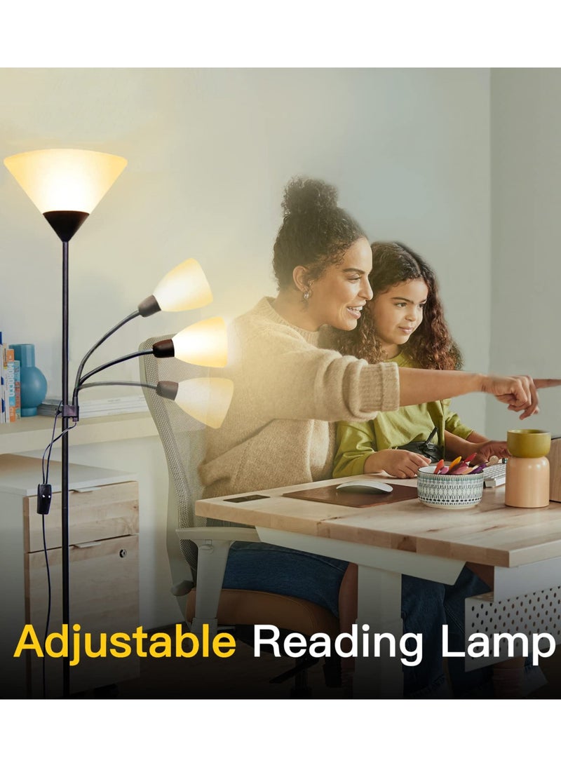 Bukela Floor Lamp with Reading Lamp, Standing Lamp Floor Height Adjustable, 6W 4W LED Bulb Included, Standing Lamp for Bedroom, Living Room, Office Black 170 cm - Image 5