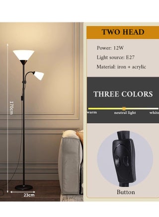 Floor Lamp with Reading Lamp, Standing Lamp Floor Height Adjustable, 6W 4W LED Bulb Included, Standing Lamp for Bedroom, Living Room, Office Black 170 cm - view 4
