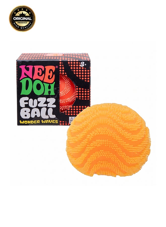 Schylling NeeDoh Fuzz Ball orange - Sensory Toy with a Velvet Texture and Soft Cloud Squish - Wavy Pattern You Can See and Feel - Ages 3 and Up -  One Per Pack (Wonder Waves) - Image 1