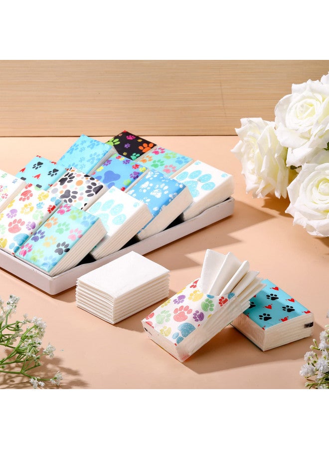 Frienda 100 Pack Bulk Paw Print Facial Tissues Wallet Size Travel Tissues Individually Packed Paper Pocket Pack 3 Ply Small Travel Tissue Mini Pocket Tissues for Travel Wedding Party Daily Use, 10 Designs  - Image 3