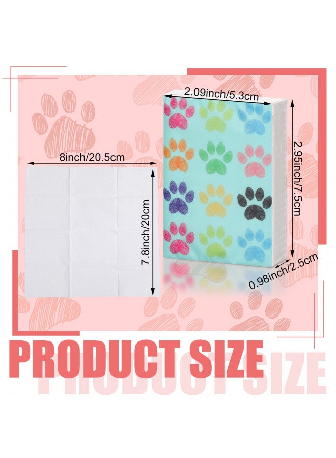 Frienda 100 Pack Bulk Paw Print Facial Tissues Wallet Size Travel Tissues Individually Packed Paper Pocket Pack 3 Ply Small Travel Tissue Mini Pocket Tissues for Travel Wedding Party Daily Use, 10 Designs  - Image 1