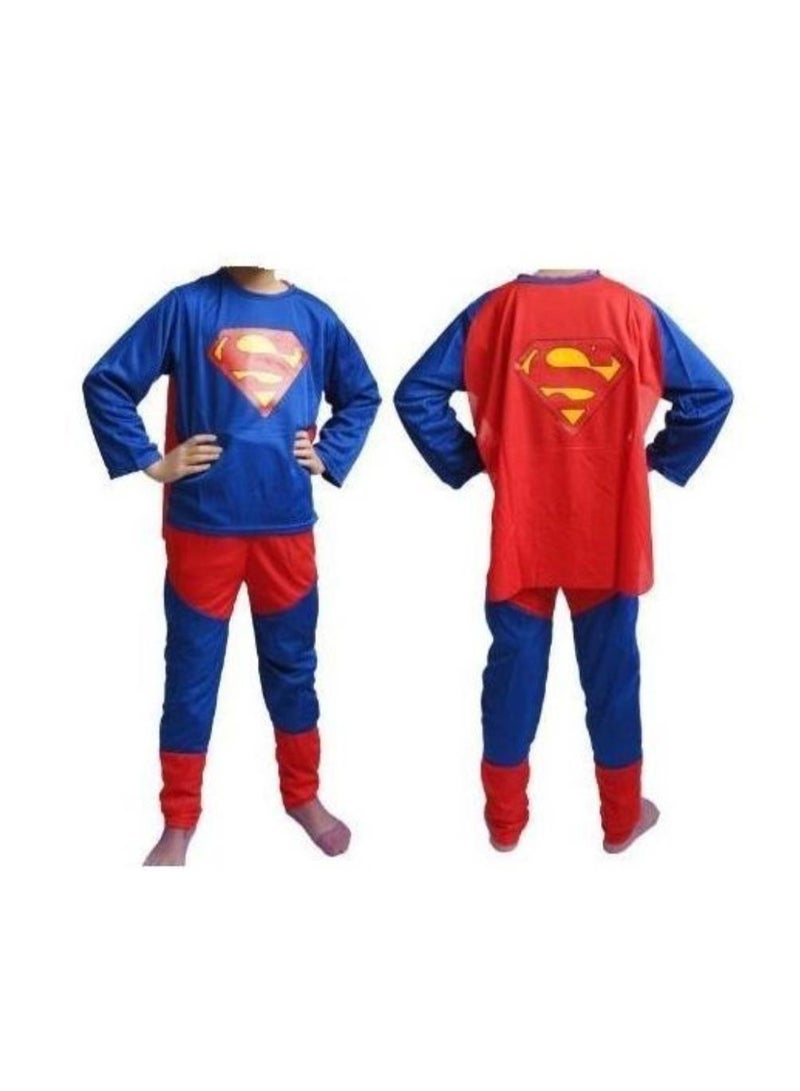 سوبر مان زي سوبرمان تنكري للأطفال بدلة البطل الخارق الكاملة مع رداء وقناع - Image 1