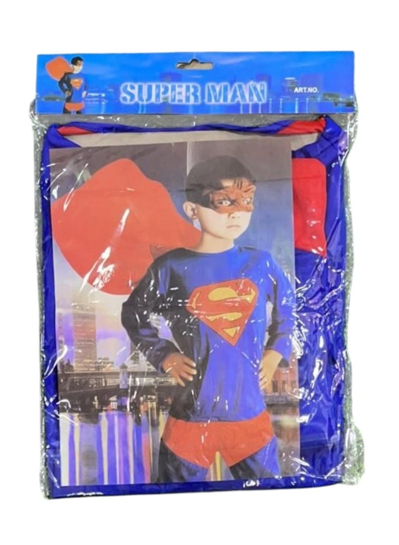 سوبر مان زي سوبرمان تنكري للأطفال بدلة البطل الخارق الكاملة مع رداء وقناع - Image 2