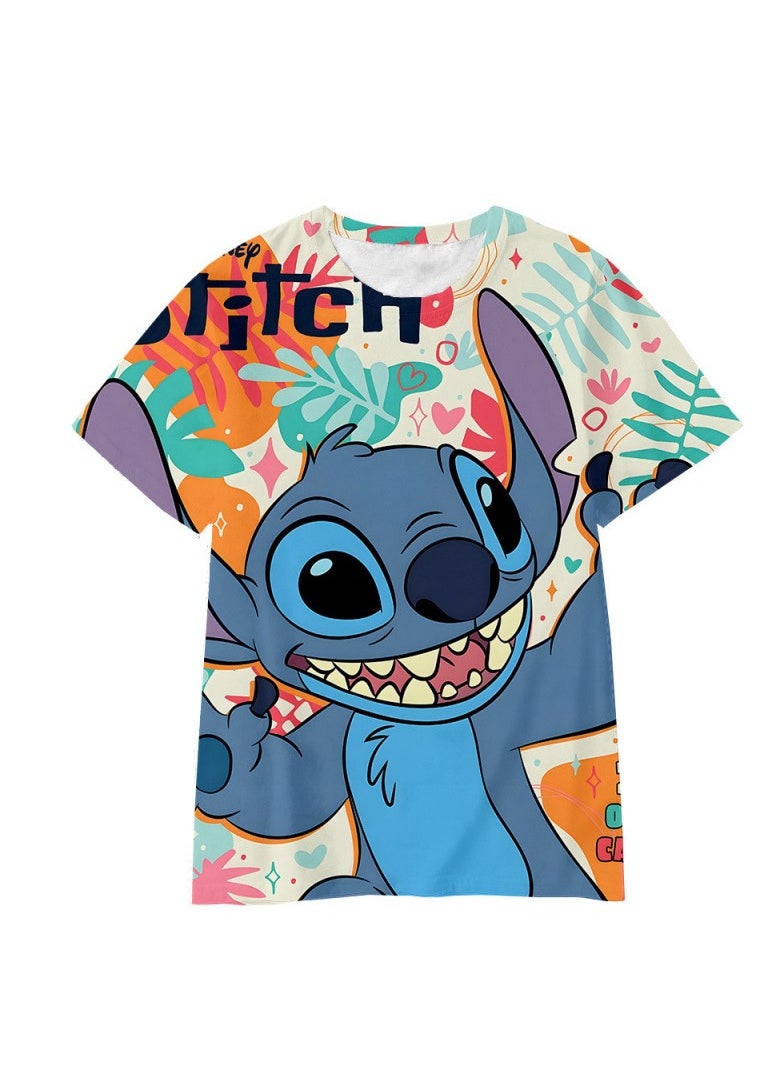 STITCH Summer cute cartoon Stitch boys and girls printed short-sleeved  130cm  - Image 1