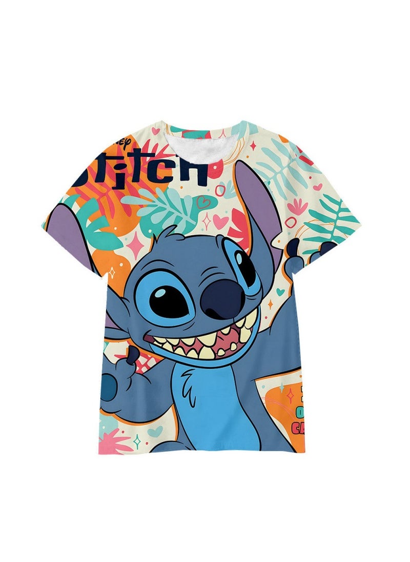 STITCH Summer cute cartoon Stitch boys and girls printed short-sleeved  130cm  - Image 2