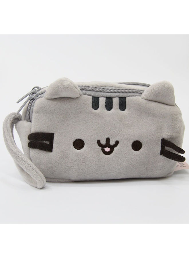 Cute Cat Plush Double-Zip Makeup Organizer Bag Soft Plush Material Spacious Compartments and Adorable Design Ideal for Cosmetics Toiletries and Small Essentials - Image 5