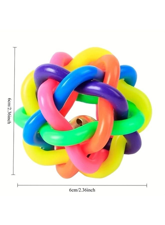 Geometric Rubber Knotted Ball With Bell Interactive Chew Toy For Dogs Cats 1pc - Image 2