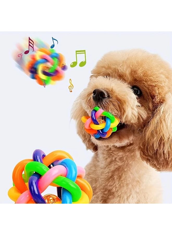 Geometric Rubber Knotted Ball With Bell Interactive Chew Toy For Dogs Cats 1pc - Image 4